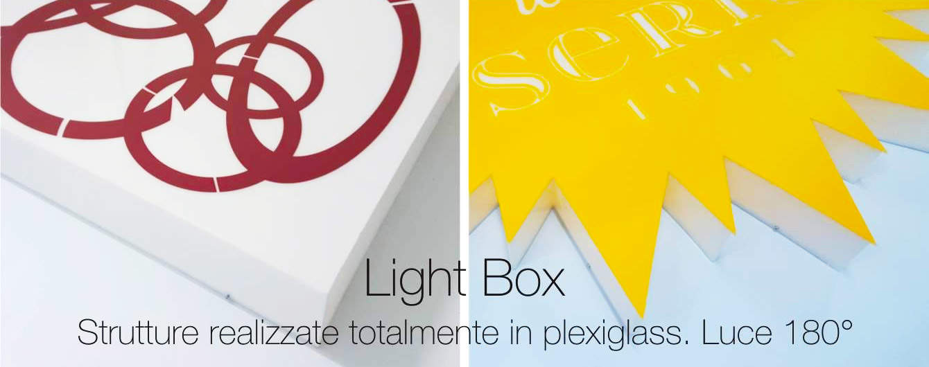 La produzione di insegne luminose Light Box valorizza la luce con il Plexiglass